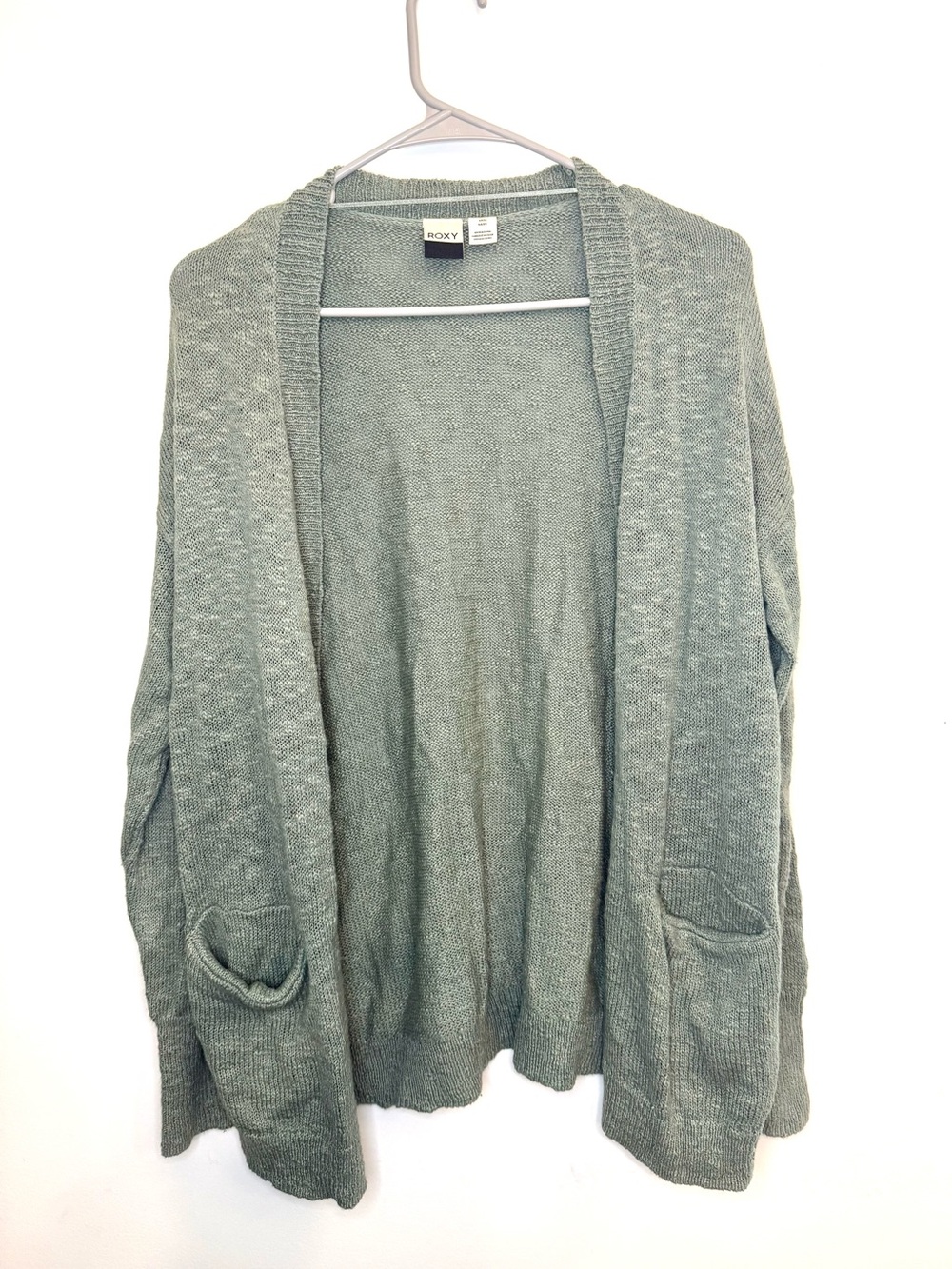 Roxy Lightweight Open-Front Cardigan in Sage Green